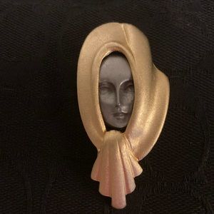 Ultra Craft Veiled Lady gold/silver tone  Pin/Brooch